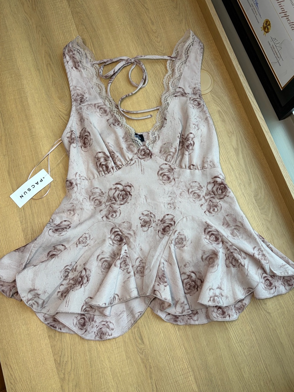 PacSun Floral Lace Trim Peplum Top NWT Coquette Balletcore